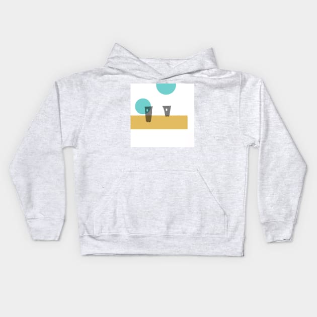 Two For Tea on A Summer Afternoon Minimal Retro Abstract With Bokah Kids Hoodie by aldersmith